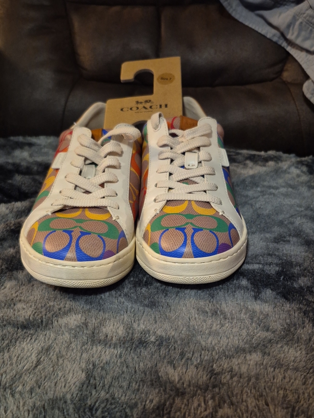 Coach Rainbow Signature Low-Top Sneakers - White Multi - Picture 1 of 7